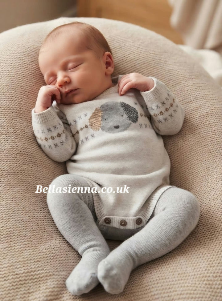 Mayoral ECOFRIENDS knitted romper with tights set newborn milk vig 2638