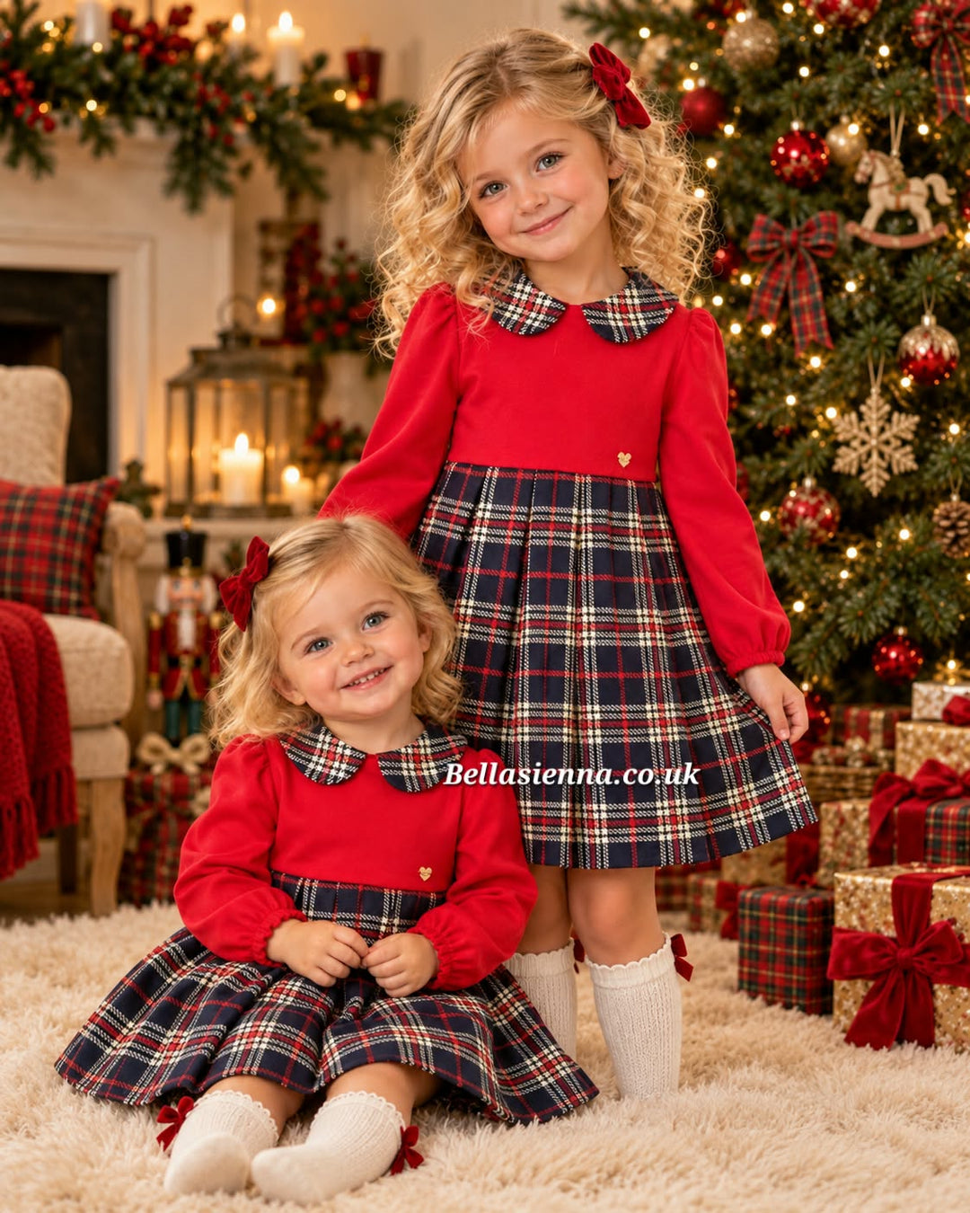 Mayoral Girl Red & Navy Check Combo Dress - 2945