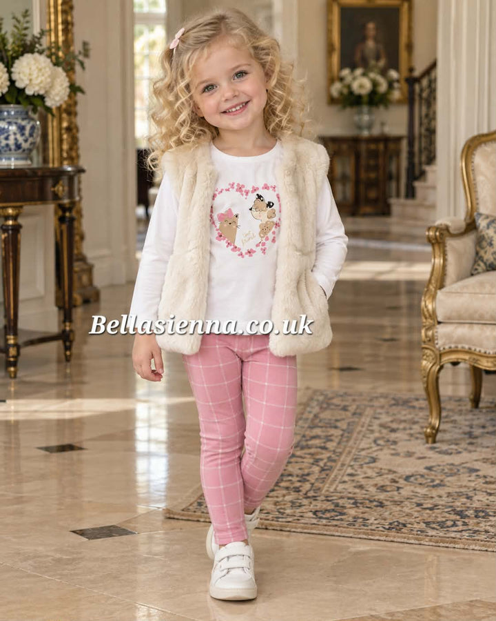 Mayoral Girls Three Piece Leggings, Top & Gilet Set - 2766