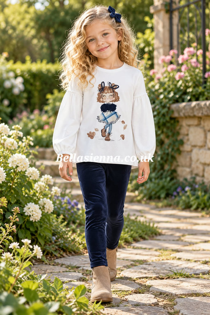 Mayoral Velvet leggings and top set girl 4765 - Navy - Marino