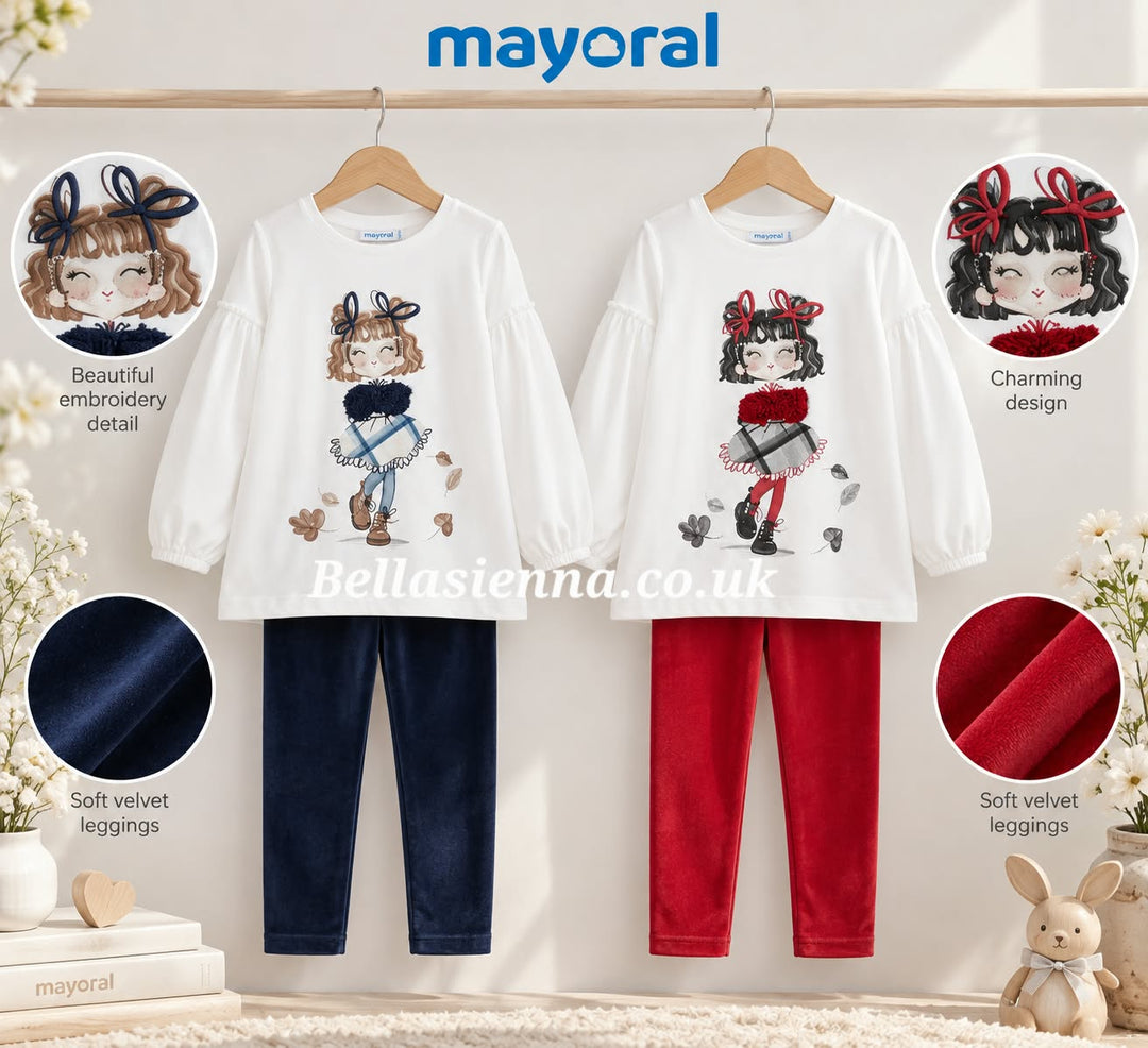Mayoral Velvet leggings and top set girl 4765 - Navy - Marino