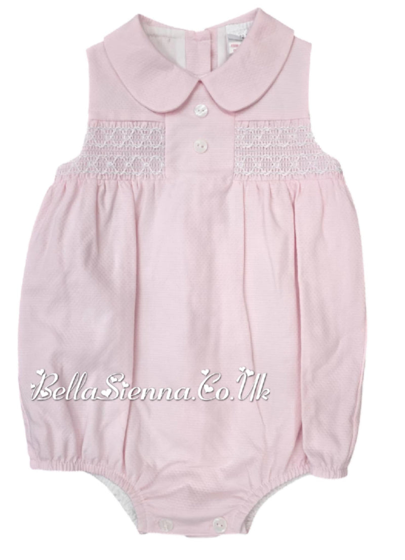 Girls Pink Smocked Romper - MD937