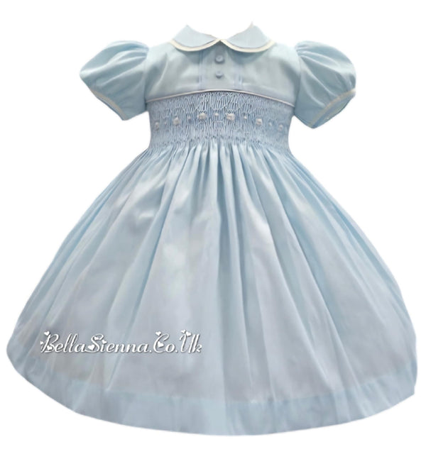 Pretty Originals Hand Smocked "Luxe" Fabric Dress With Built In Underskirt - BD02289 - Blue