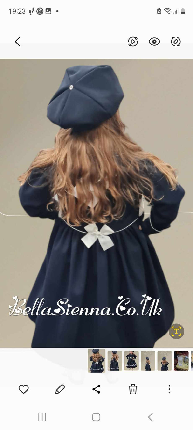 Pretty Originals Hand Smocked Navy & Cream Traditional Style Coat & Matching Hat - MC01409