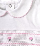 Girls White & Pink Smocked Jam Pants Set - 21113