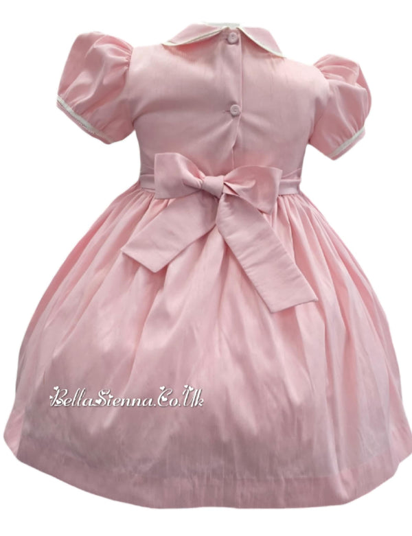 Pretty Originals Hand Smocked "Luxe" Fabric Dress With Built In Underskirt - BD02289 - Pink