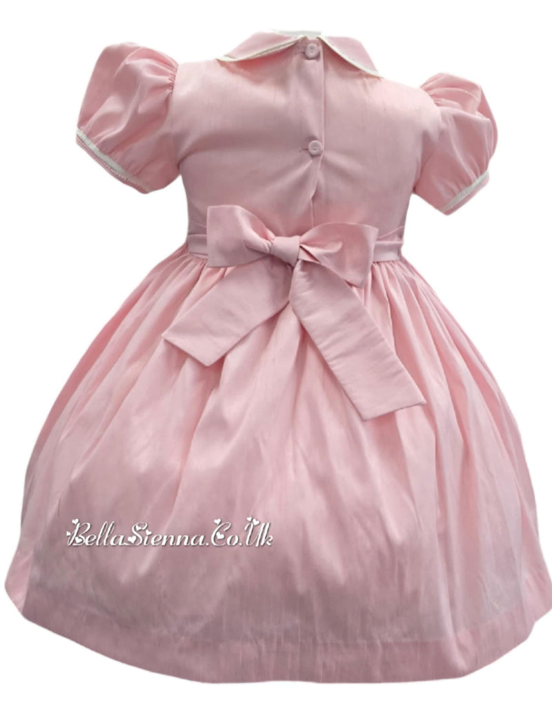 Pretty Originals Hand Smocked "Luxe" Fabric Dress With Built In Underskirt - BD02289 - Pink