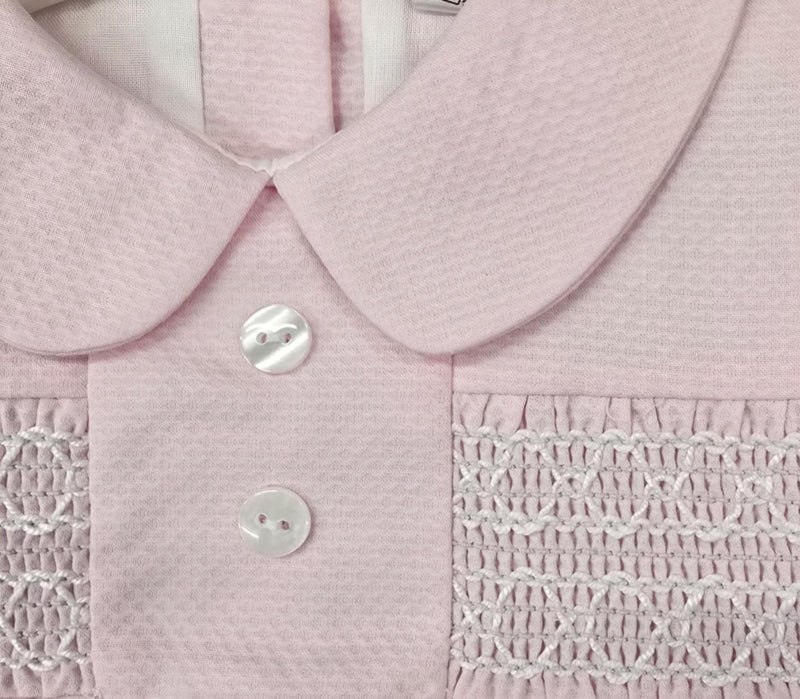 Girls Pink Smocked Romper - MD937