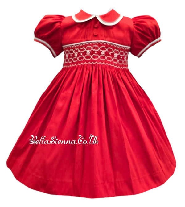 Pretty Originals Hand Smocked "Luxe" Fabric Dress With Built In Underskirt - BD02289 - Red
