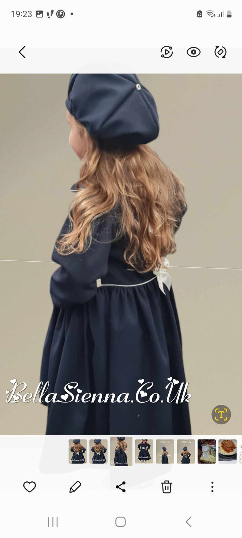 Pretty Originals Hand Smocked Navy & Cream Traditional Style Coat & Matching Hat - MC01409