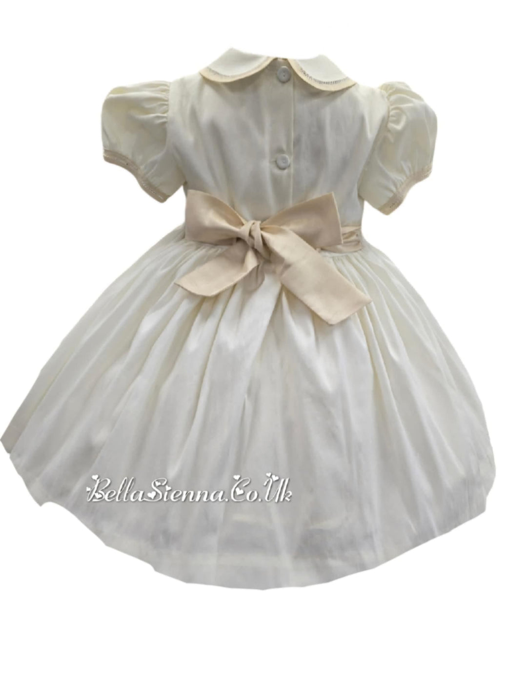Pretty Originals Hand Smocked "Luxe" Fabric Dress With Built In Underskirt - BD02289 -Cream