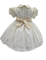Pretty Originals Hand Smocked "Luxe" Fabric Dress With Built In Underskirt - BD02289 -Cream