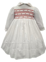 Sarah Louise White & Red Hand Smocked Dress - 013389