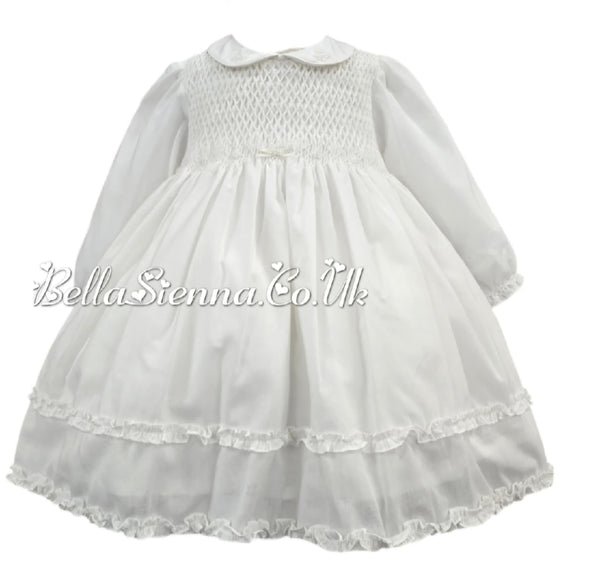 Sarah Louise Ivory Hand Smocked Dress & Pants Set - 013349