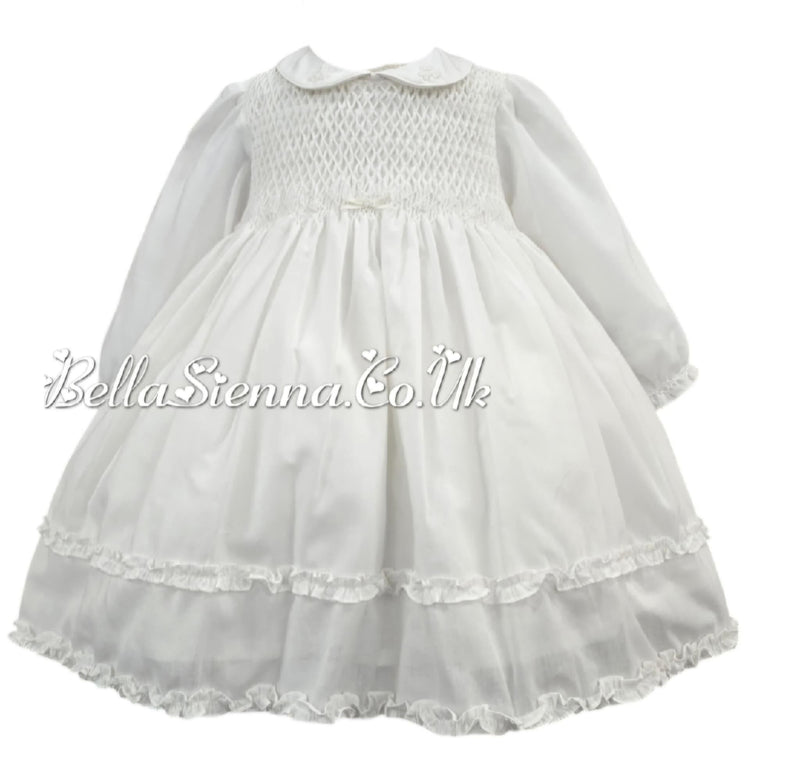 Sarah Louise Ivory Hand Smocked Dress & Pants Set - 013349