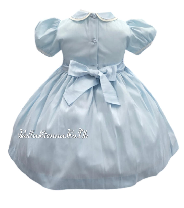 Pretty Originals Hand Smocked "Luxe" Fabric Dress With Built In Underskirt - BD02289 - Blue