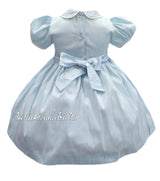 Pretty Originals Hand Smocked "Luxe" Fabric Dress With Built In Underskirt - BD02289 - Blue
