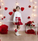 Abuela Tata Red & Cream Skirt & Blouse Set - 3399345
