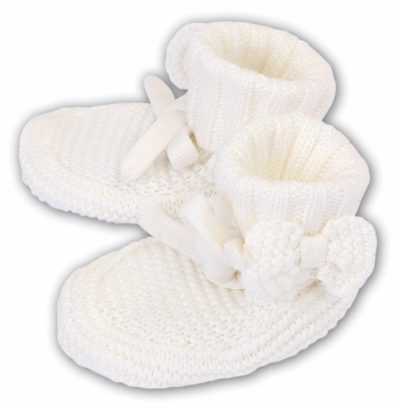 Sarah Louise White Knitted Unisex Booties - 004406UP