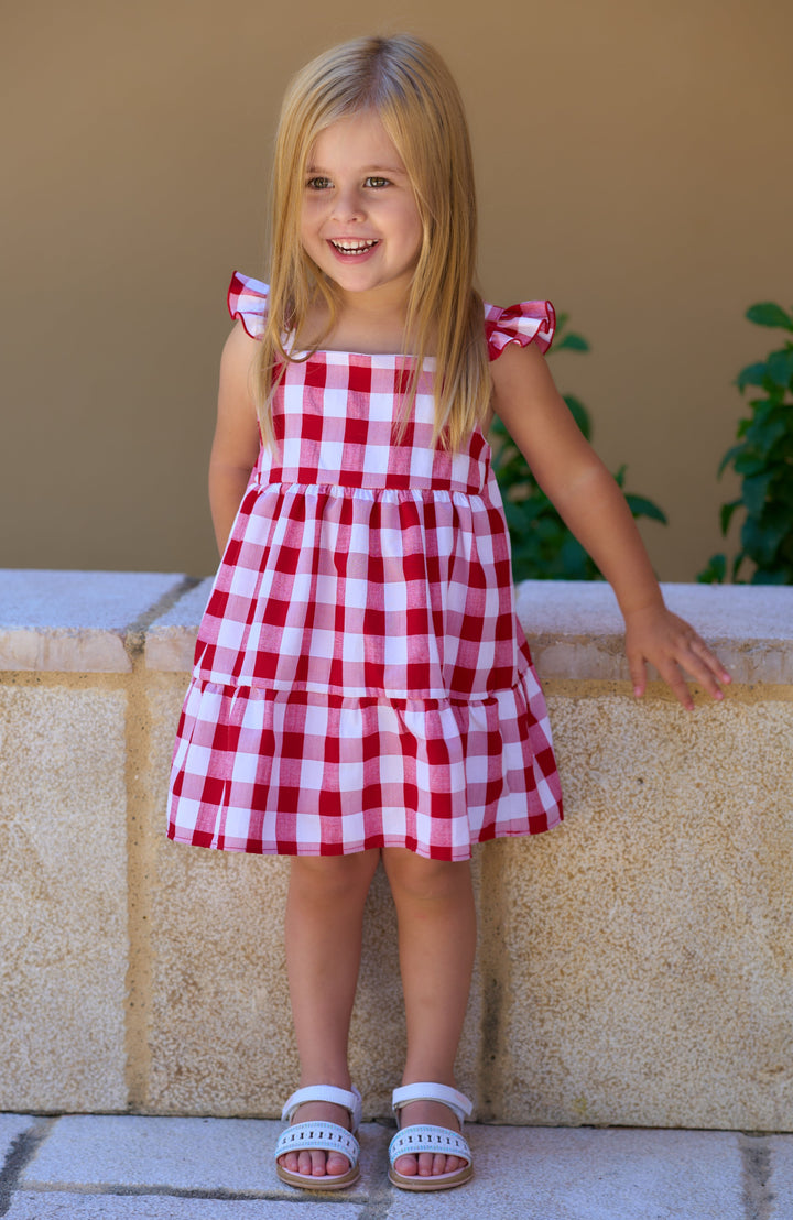 Rapife Girls Red & White Check Dress - 5015