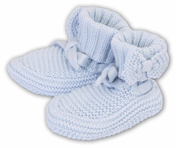 Sarah Louise Blue Knitted Unisex Booties - 004406UP