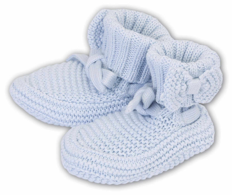 Sarah Louise Blue Knitted Unisex Booties - 004406UP
