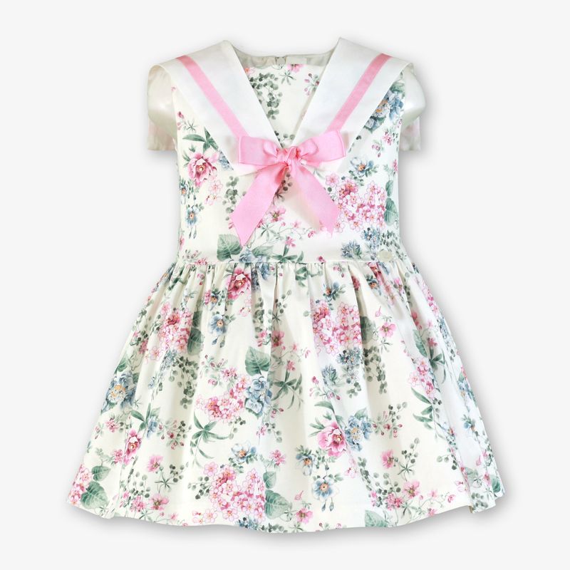 Miranda Girls Floral Dress With Pink Bow - 0252/V
