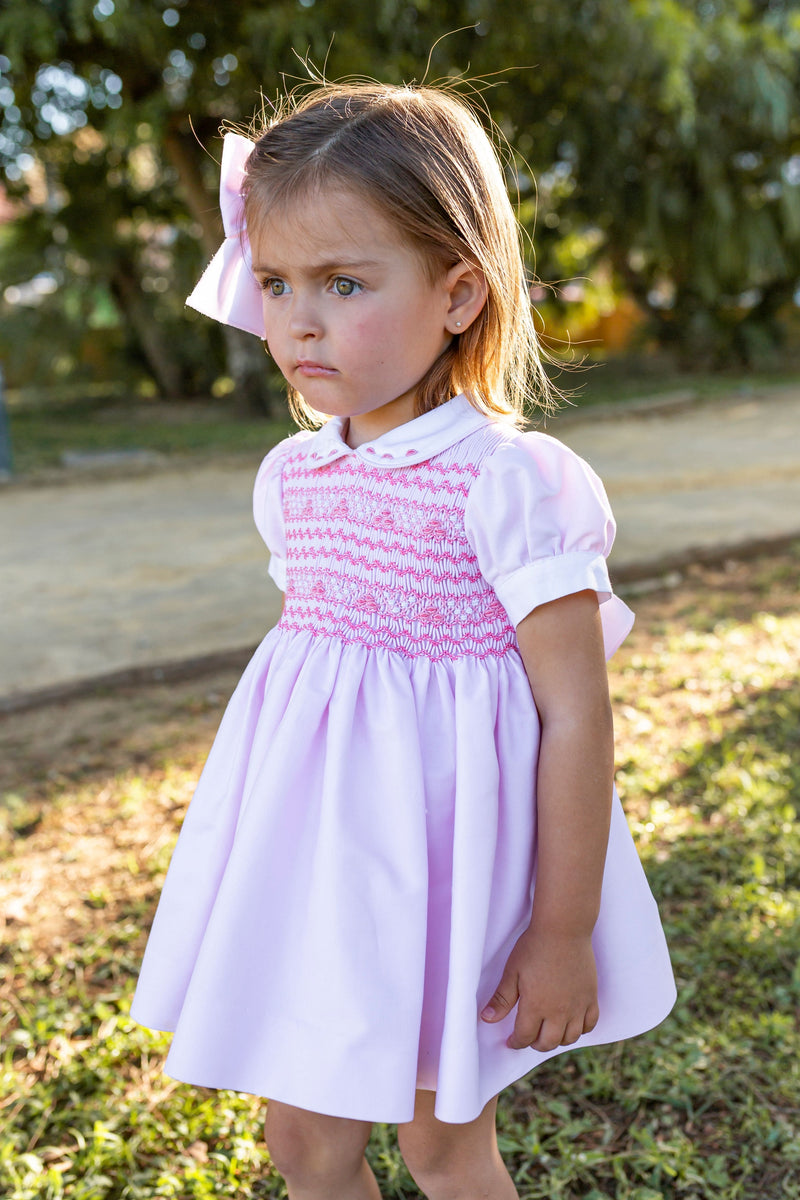 Naxos Pink Hand Smocked Dress - 7530