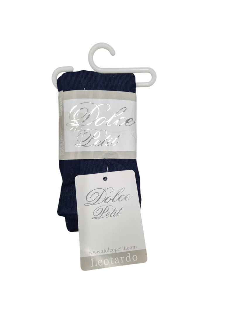 Dolce Petit Thick Ribbed Navy Blue Tights