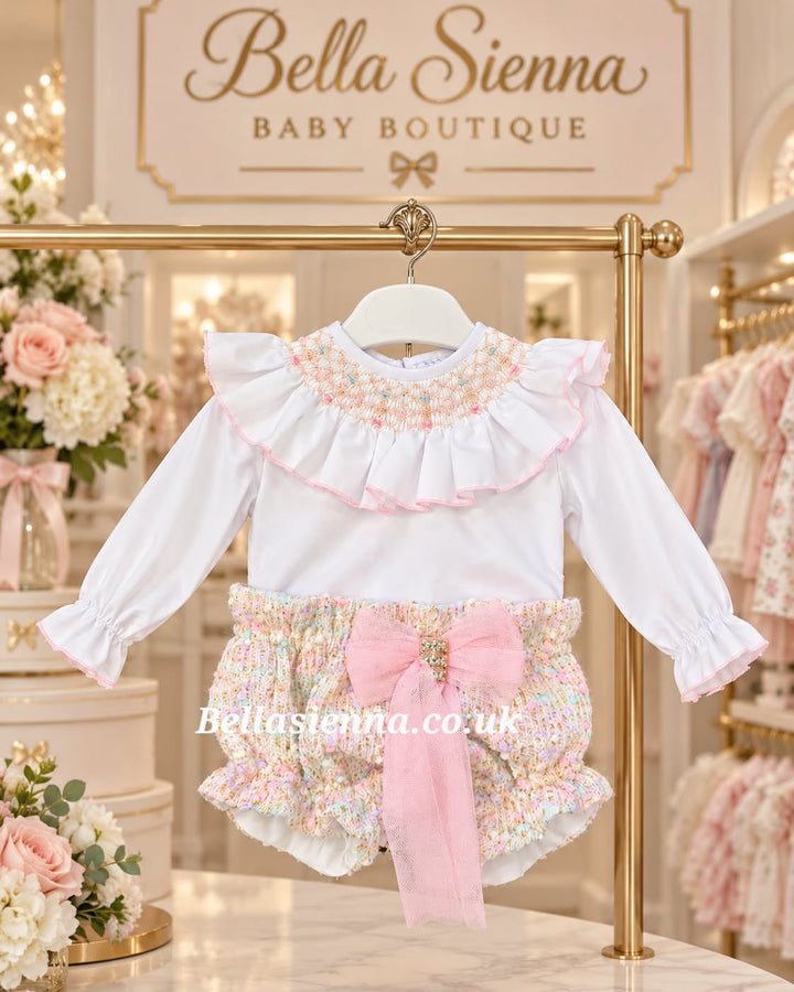 Naxos Girls Hand Smocked Blouse & Bloomer Set -7802