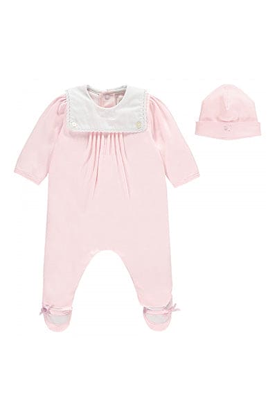 Emile et Rose Premature Tiny Baby Girls Pink Babygrow & Matching Hat - Nell - Sleepsuit