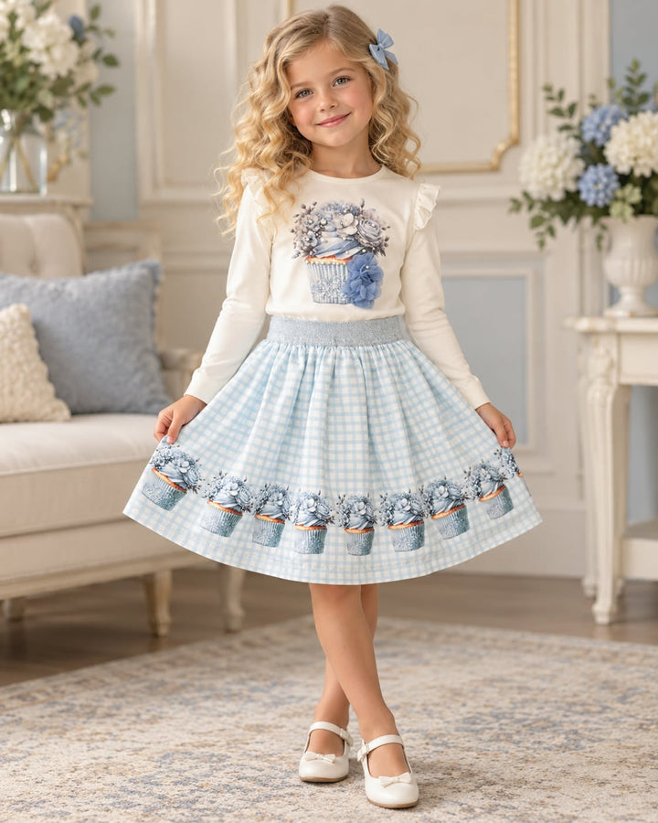 Neon Blue Skirt Set - "Lucia" 3788