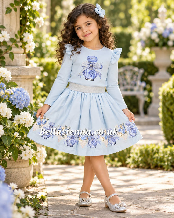 Neon Light Blue Skirt Set - "Harlie" - 3787