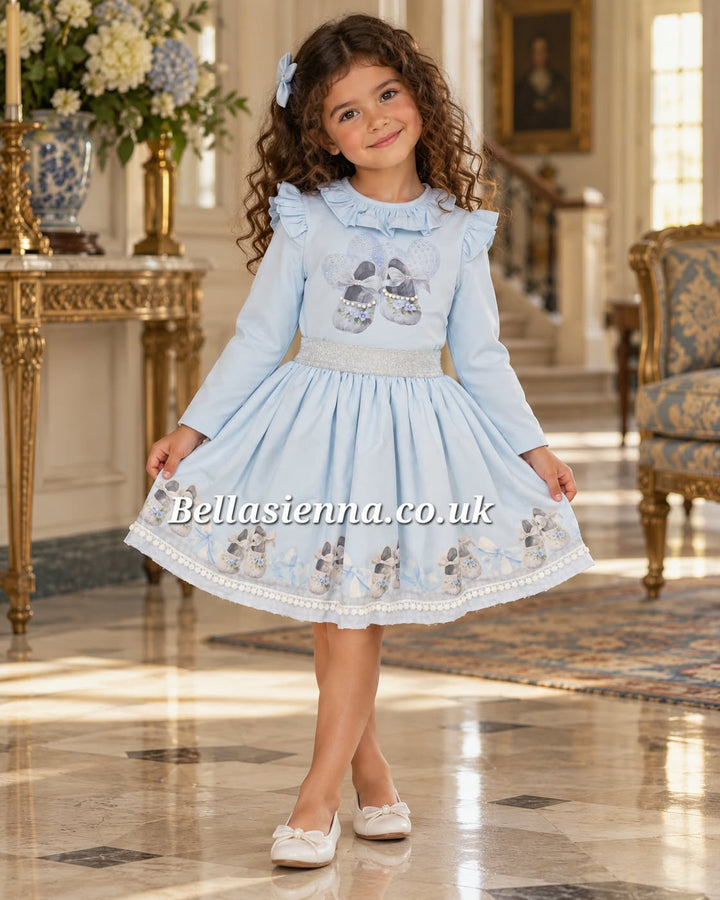 Neon Pale Blue Skirt Set - "Sienna" - 3786