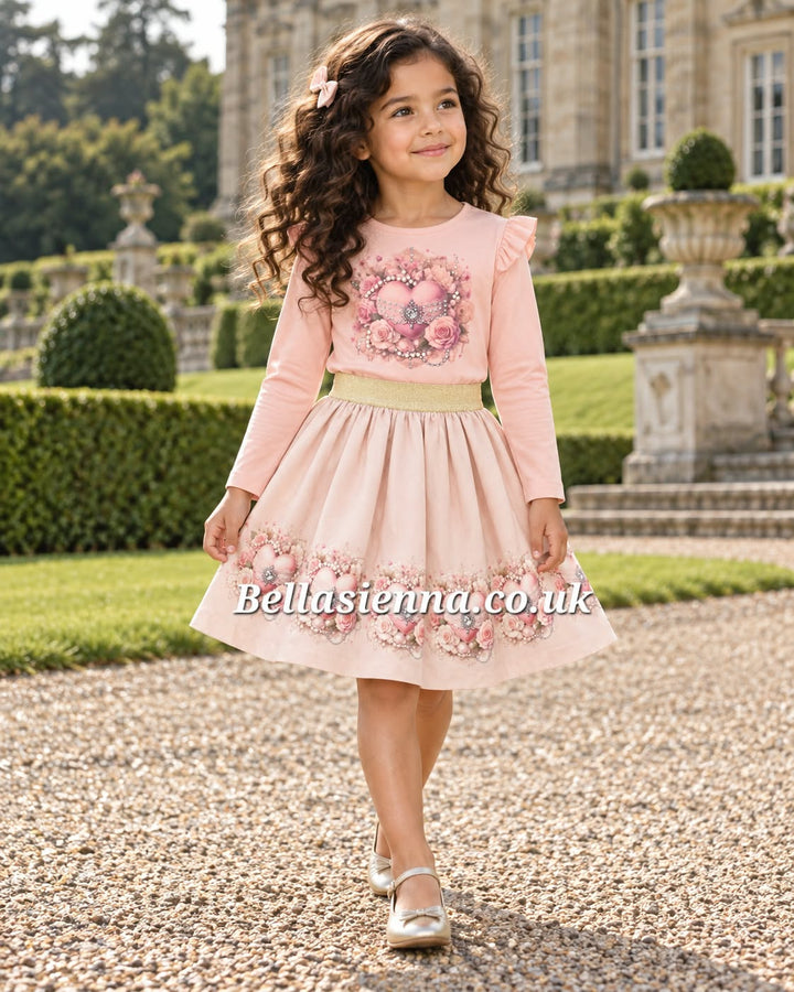 Neon Peachy Pink Skirt Set - "Eden" - 3790