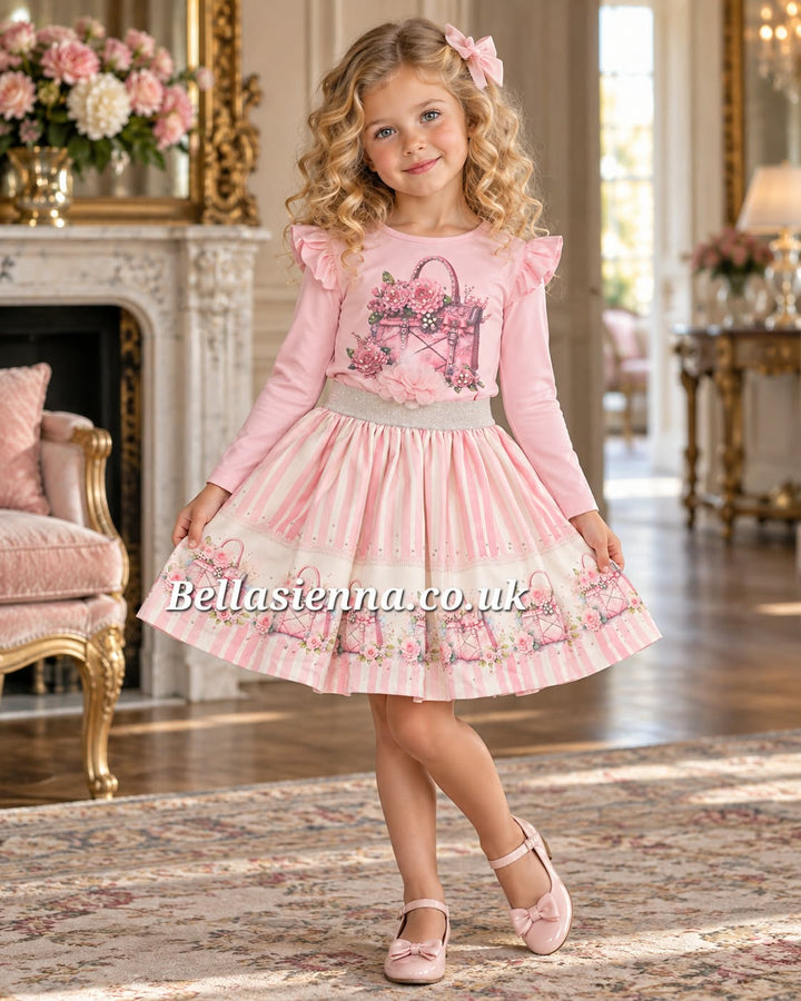 Neon Pink Skirt Set - "Sarah" - 3789