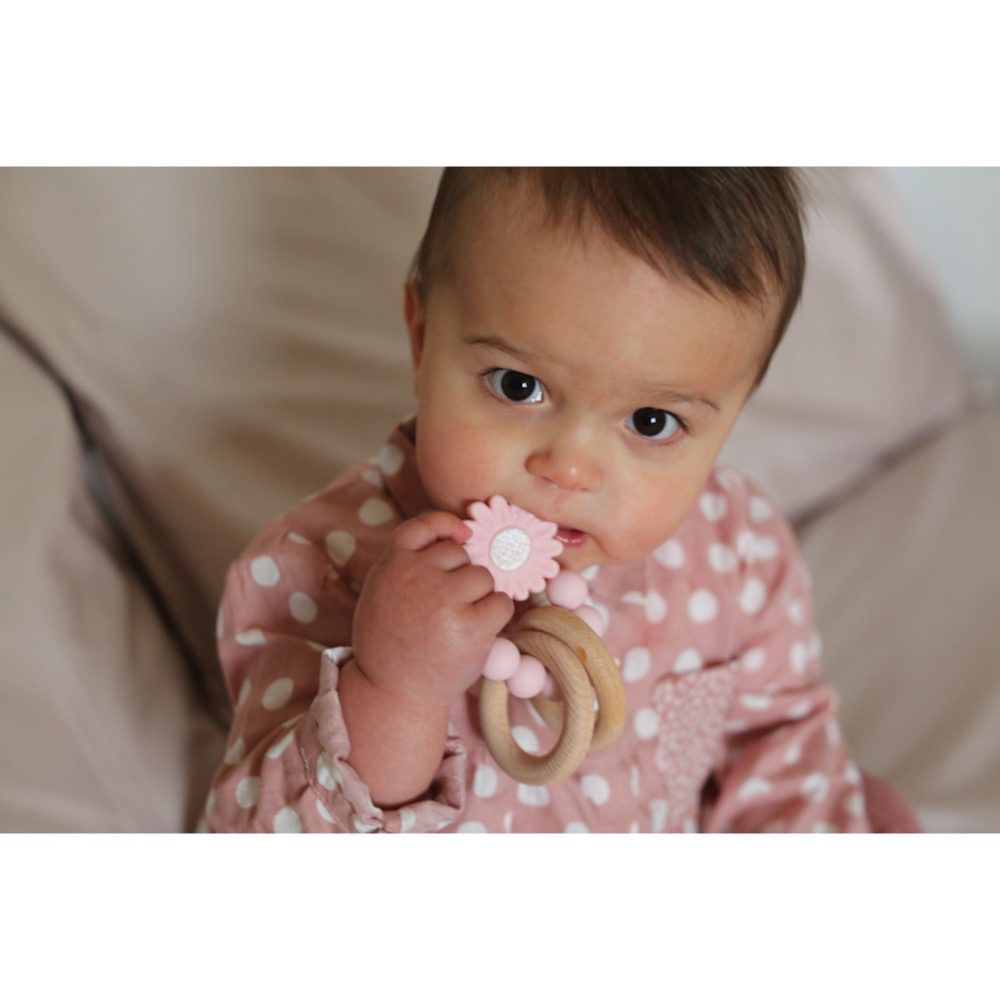 Nibbling Petal Pink Rattle Teething Toy – Bella Sienna