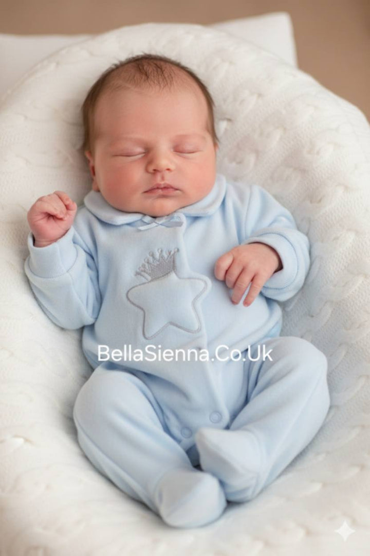 Sofija "OSKAR" Baby Blue Velour Babygrow