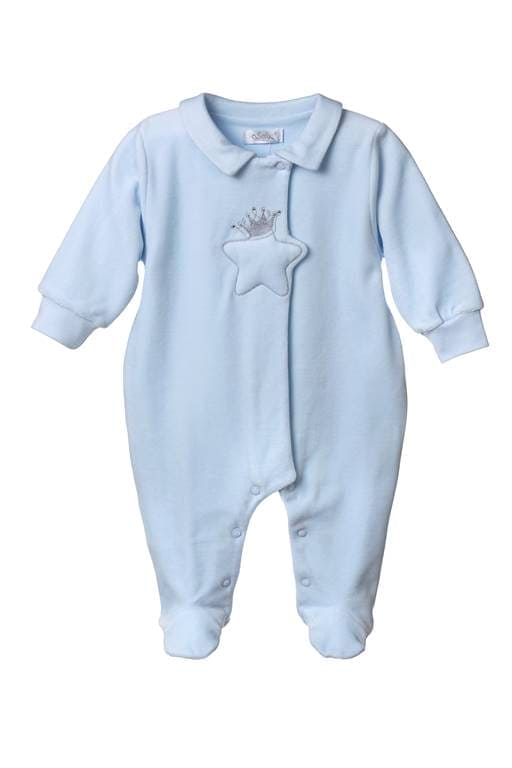 Sofija "OSKAR" Baby Blue Velour Babygrow