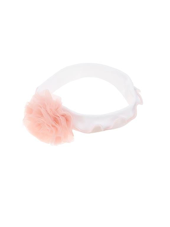 Sofia "Stelinka" Pink 100% Cotton & Tulle Headband - White & Pink