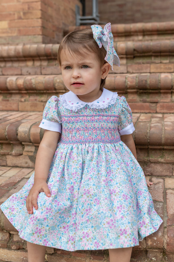 Naxos Hand Smocked Floral Print Dress - 7335