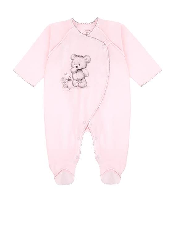 Sofia "MIKADO" Pink 100% Cotton Babygrow - Sleepsuit