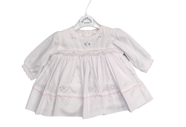 Sarah Louise White, Pink & Blue Hand Smocked Dress - 0129986