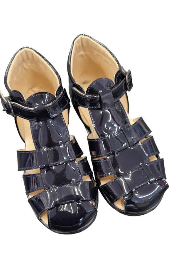 Pretty Originals Boys Navy Blue Patent Leather Sandals - UP255