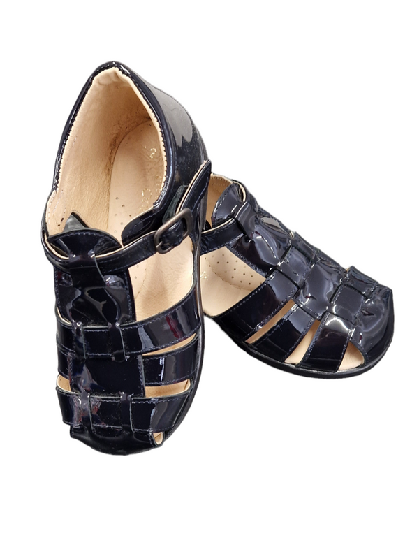 Pretty Originals Boys Navy Blue Patent Leather Sandals - UP255