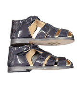 Pretty Originals Boys Navy Blue Patent Leather Sandals - UP255