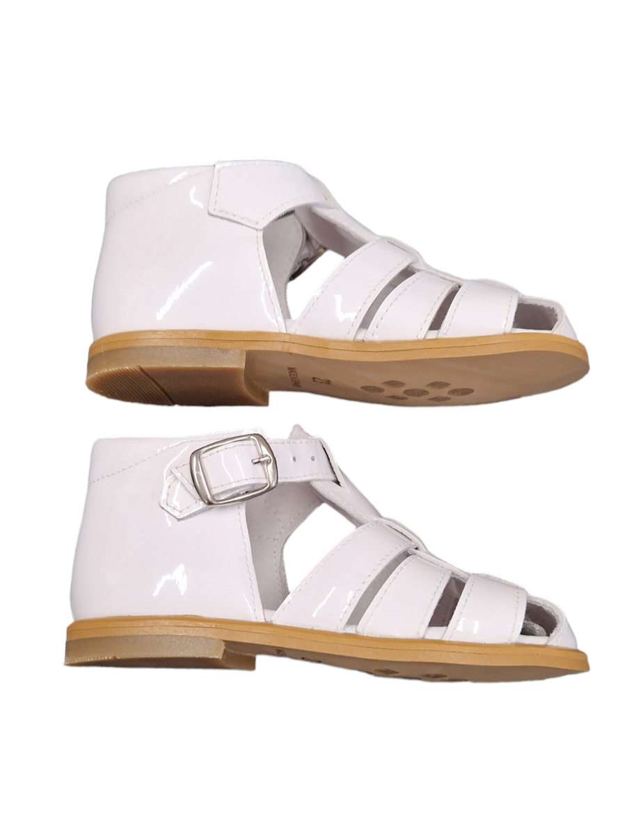 Pretty Originals Boys White Patent Leather Sandals - UP00255
