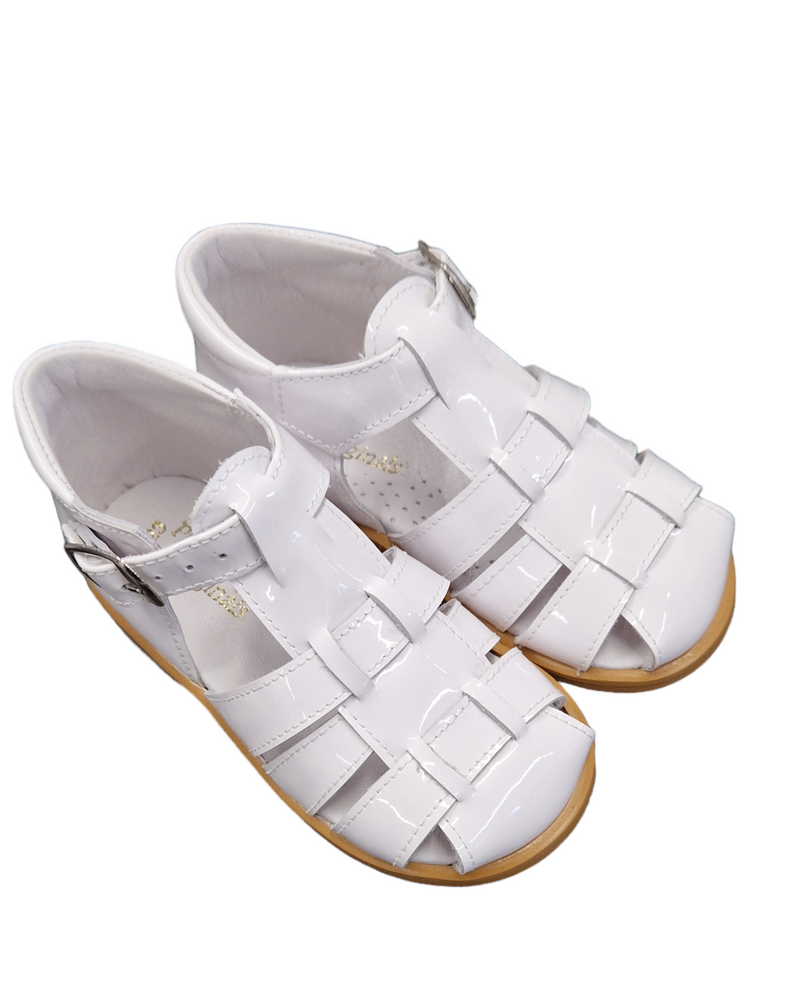 Pretty Originals Boys White Patent Leather Sandals - UP00255