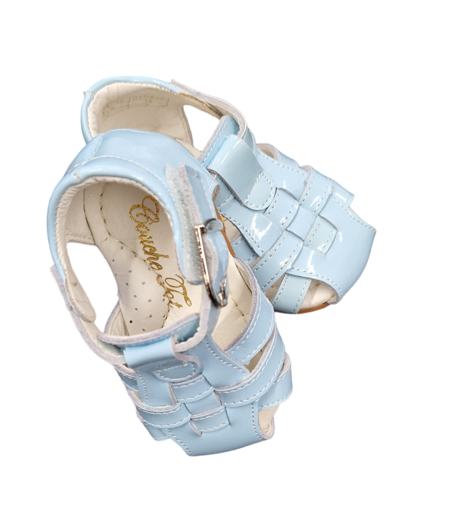 Couche Tot Boys Sky Blue Patent Leather Sandals - George