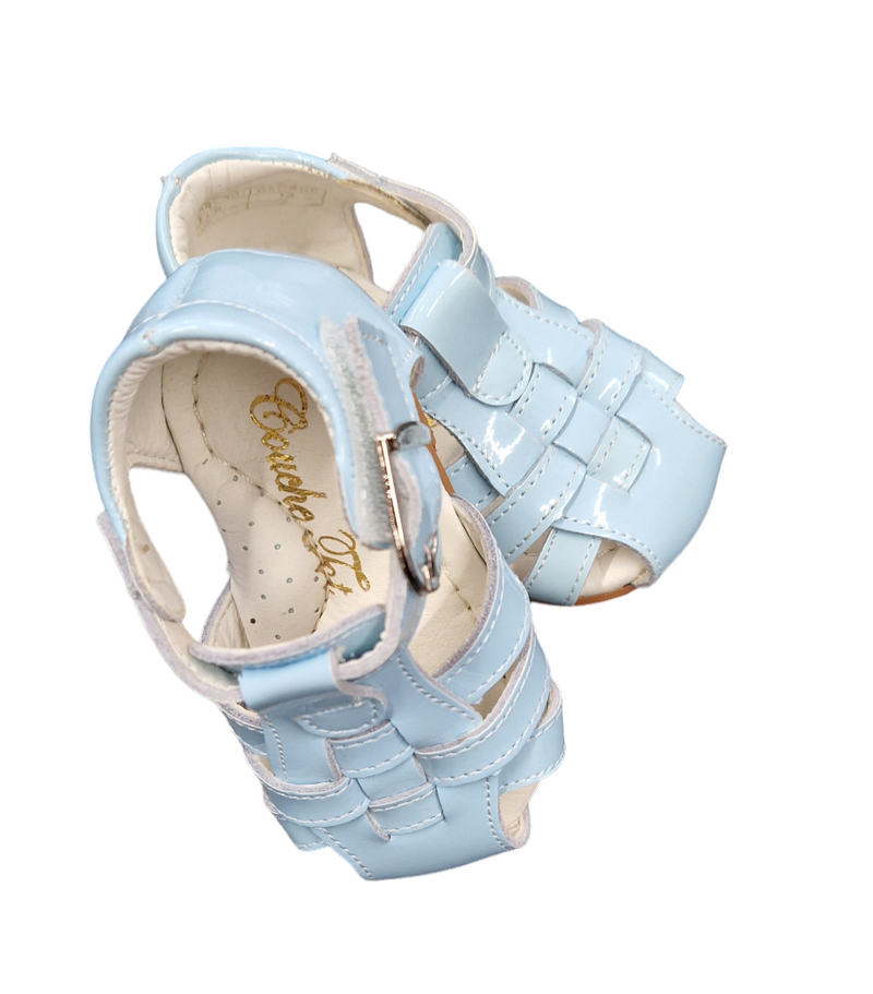Couche Tot Boys Sky Blue Patent Leather Sandals - George